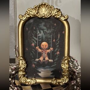Gold Framed Gingerbread Man Art